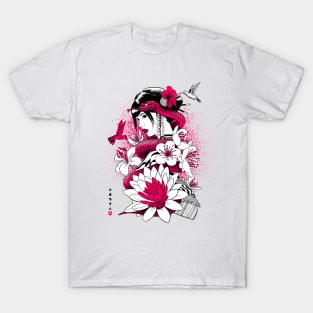 Geisha with pink snake T-Shirt